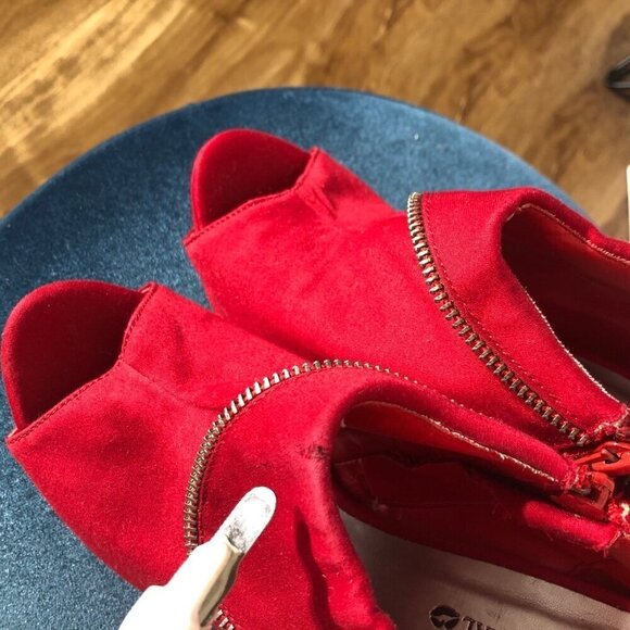 Body Central Red Platform Peep Toe Stiletto Heels Size 8 - Picture 12 of 12